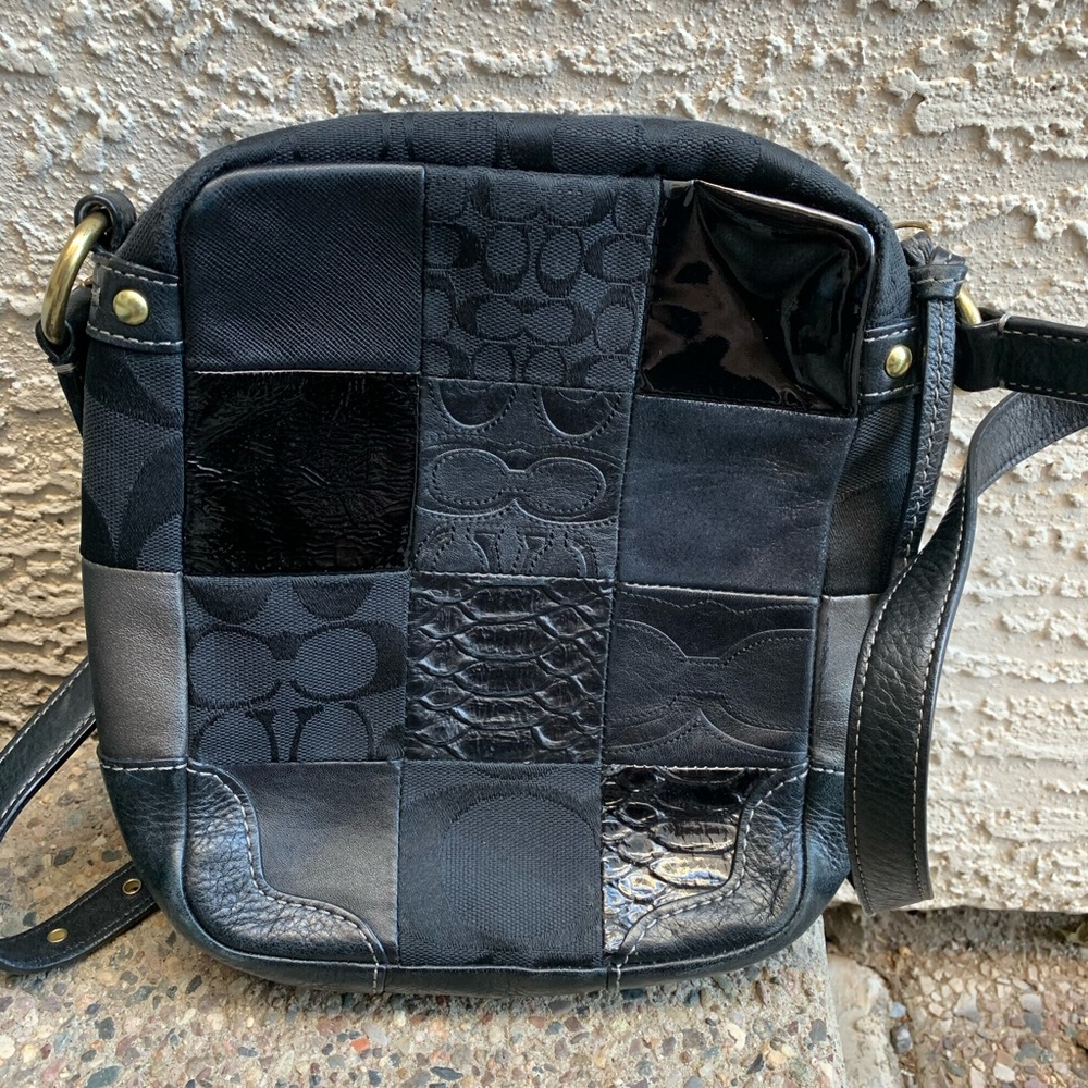 Coach Black Patchwork Signature Leather Crossbody